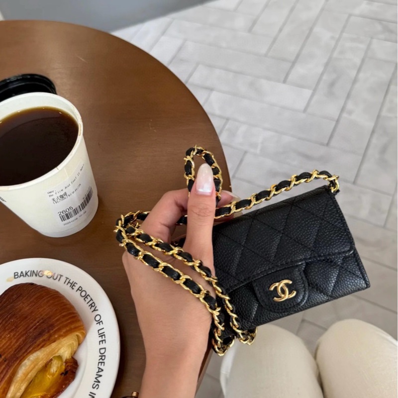 Chanel 黑金鱼子酱CF翻盖卡包/零钱包-3