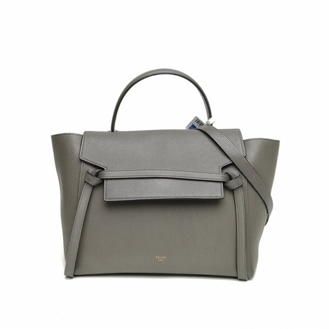 GUCCI Belt鯰魚包Mini28灰色牛皮金扣
