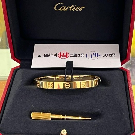 東區正精品㊣CARTIER LOVE 750 新版卡地亞黃K金螺絲愛情手環17號 RZ6141-0
