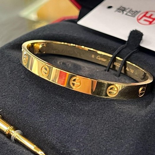 東區正精品㊣CARTIER LOVE 750 新版卡地亞黃K金螺絲愛情手環17號 RZ6141-4