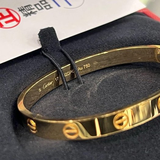 東區正精品㊣CARTIER LOVE 750 新版卡地亞黃K金螺絲愛情手環17號 RZ6141-5