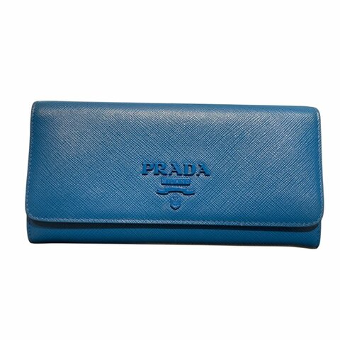 PRADA 普拉達 PRADA SAFFIANO 皮革長夾 1MH132 藍色