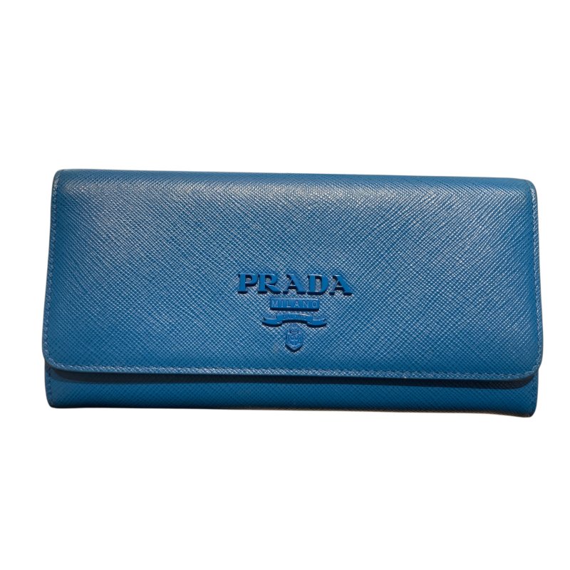 PRADA 普拉達 PRADA SAFFIANO 皮革長夾 1MH132 藍色-0