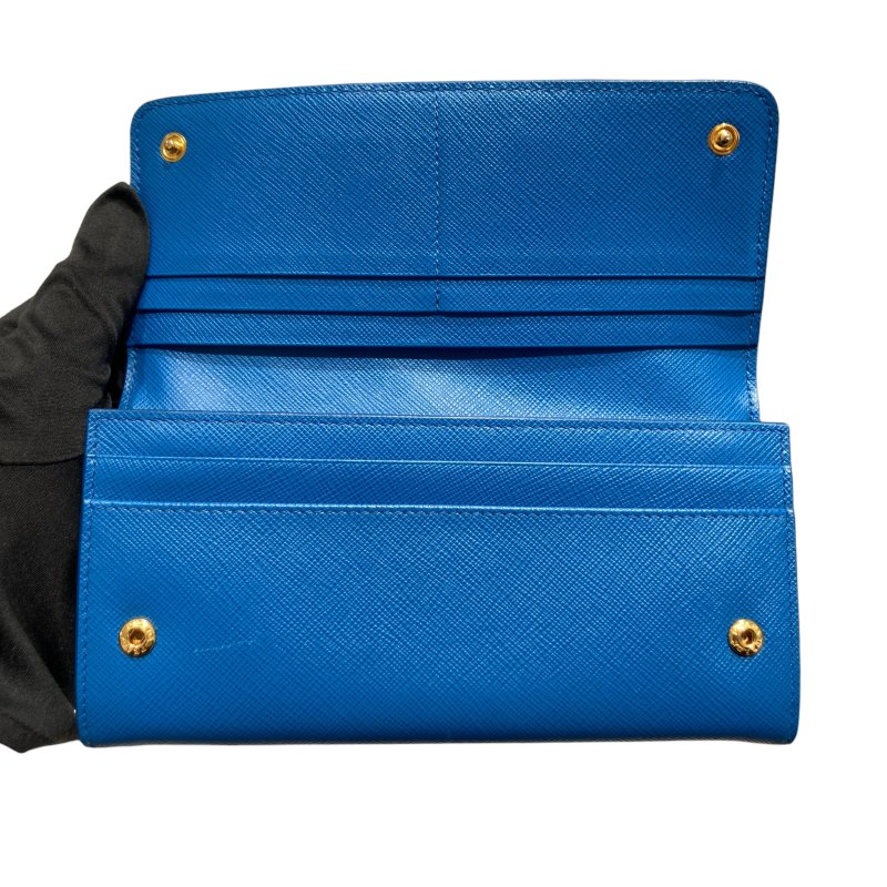 PRADA 普拉達 PRADA SAFFIANO 皮革長夾 1MH132 藍色-10