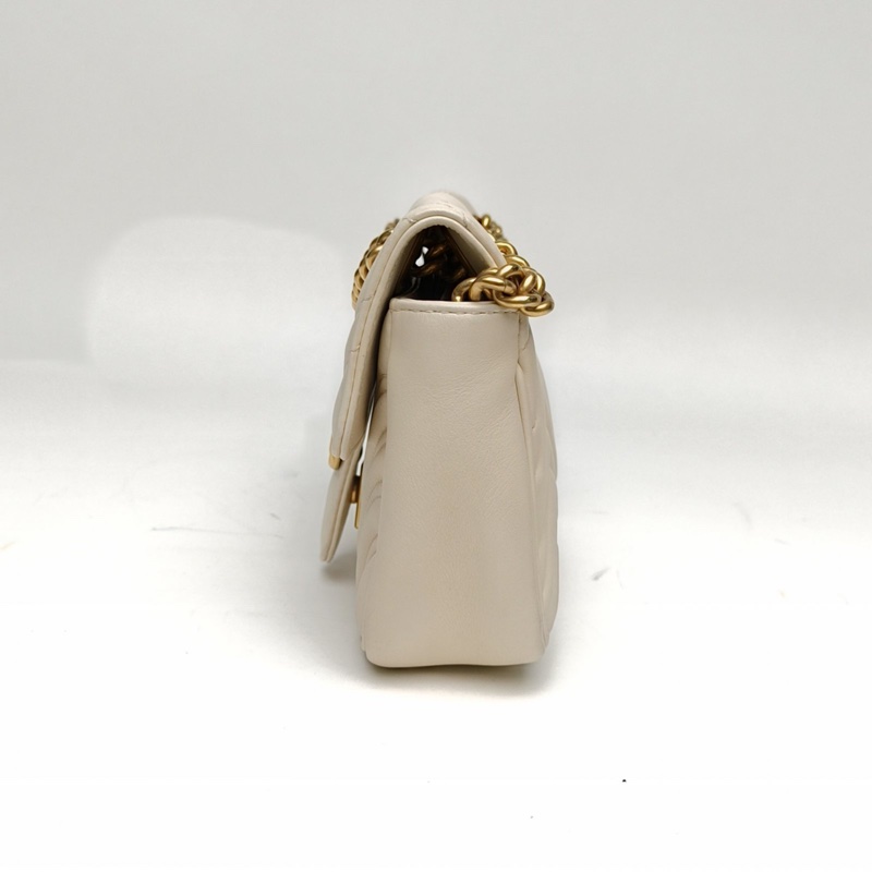 GUCCI GGMarmont肩背包Mini白色牛皮金扣-1