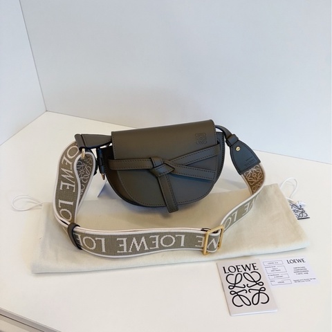 Loewe 粗肩带 gate dual mini bag橄榄绿