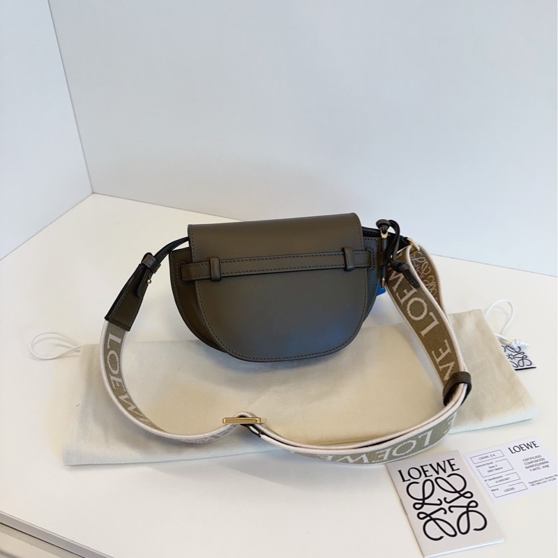 Loewe 粗肩带 gate dual mini bag橄榄绿-1