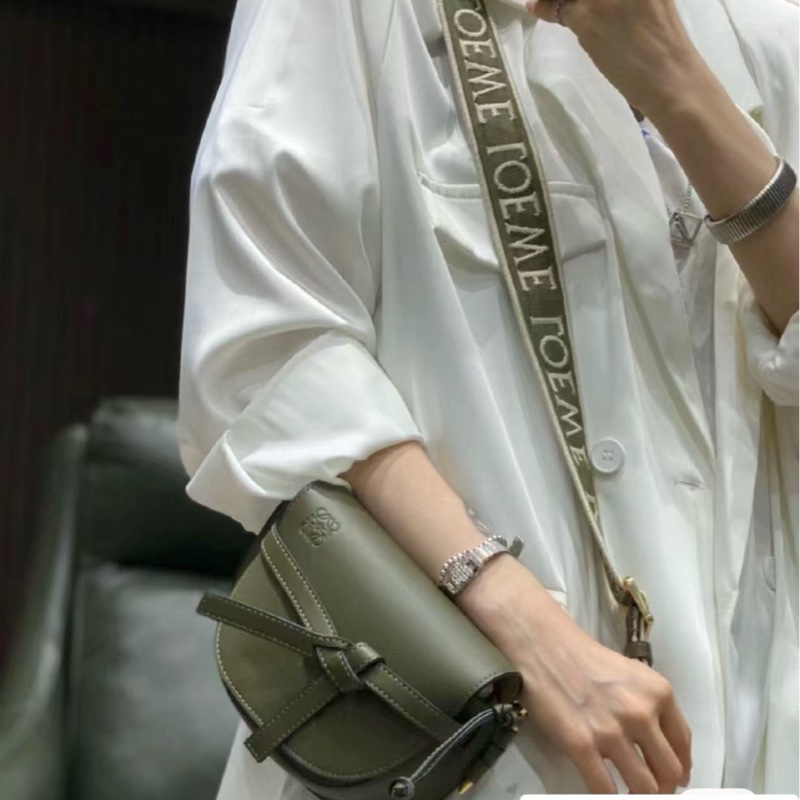 Loewe 粗肩带 gate dual mini bag橄榄绿-3