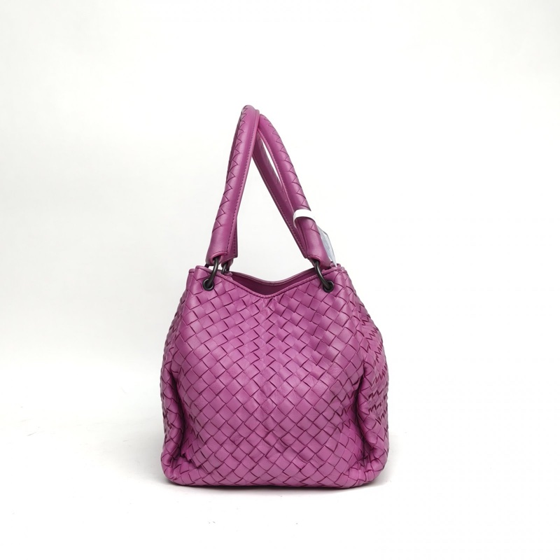 BOTTEGA VENETA 紫色羊皮雙橋編織手提包-1