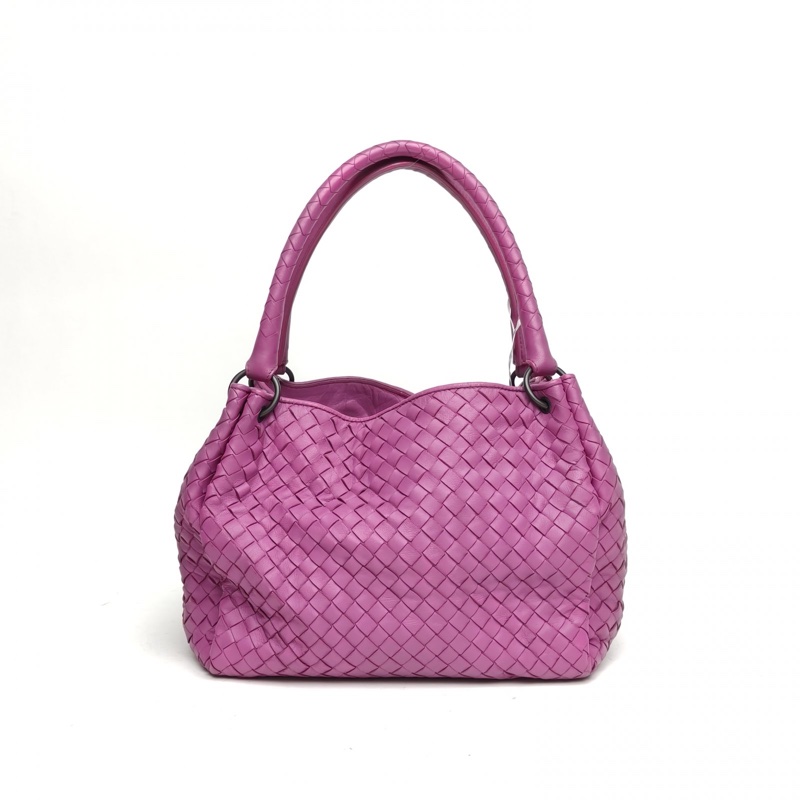 BOTTEGA VENETA 紫色羊皮雙橋編織手提包-2