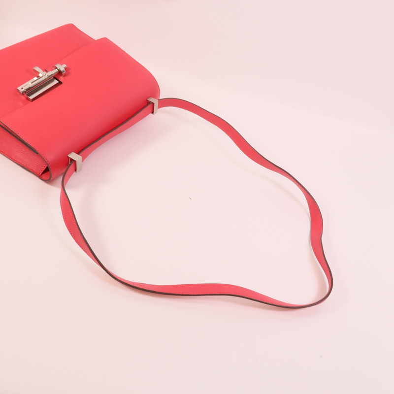 HERMES Epsom皮革Verrou 23肩背袋Rose Extreme-5