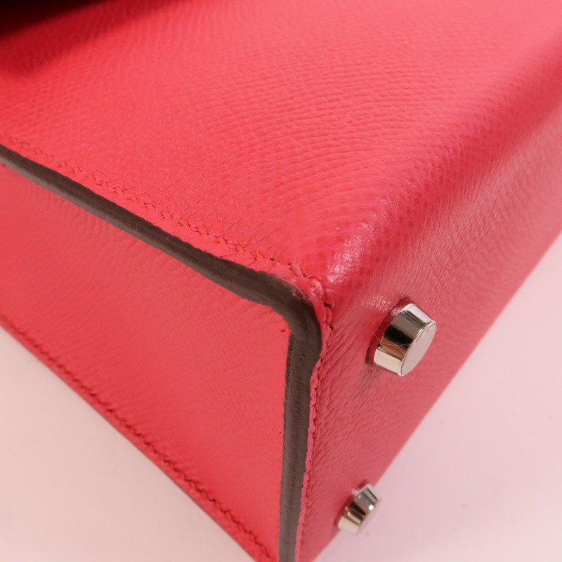 HERMES Epsom皮革Verrou 23肩背袋Rose Extreme-12