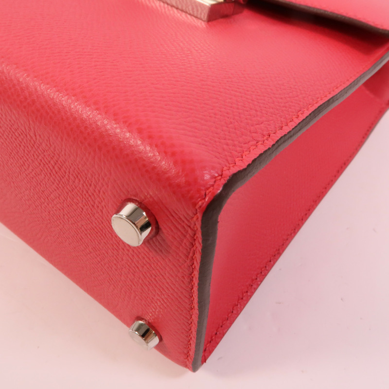 HERMES Epsom皮革Verrou 23肩背袋Rose Extreme-13