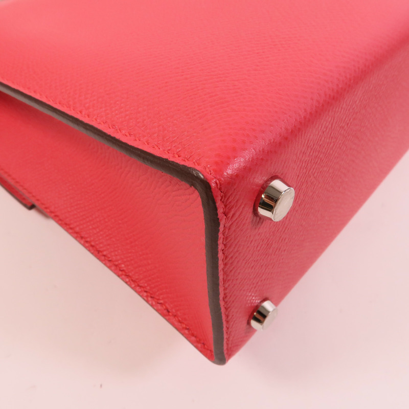 HERMES Epsom皮革Verrou 23肩背袋Rose Extreme-14
