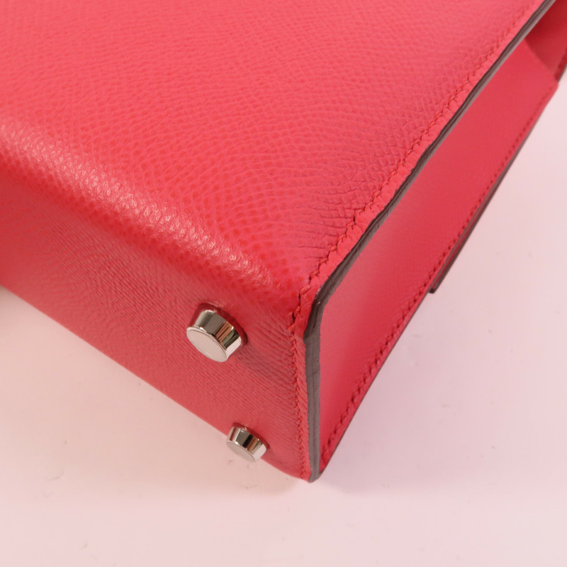 HERMES Epsom皮革Verrou 23肩背袋Rose Extreme-15