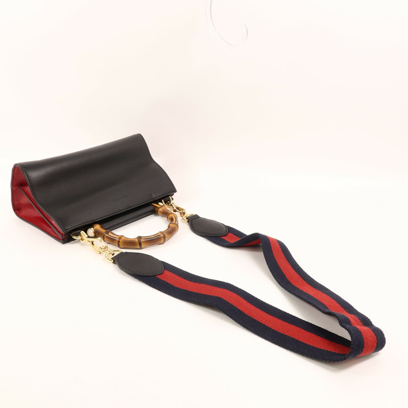 GUCCI 牛皮皮革Bamboo Nymphaea手挽肩背兩用袋-7