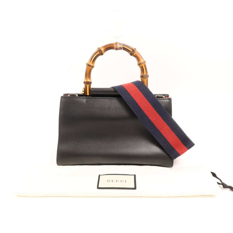 GUCCI 牛皮皮革Bamboo Nymphaea手挽肩背兩用袋-9