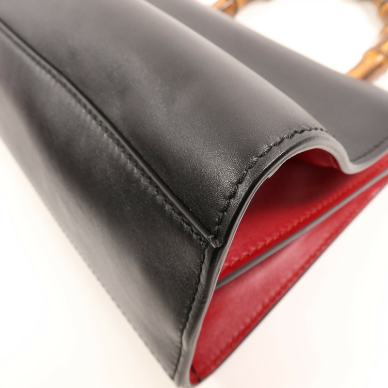 GUCCI 牛皮皮革Bamboo Nymphaea手挽肩背兩用袋-10