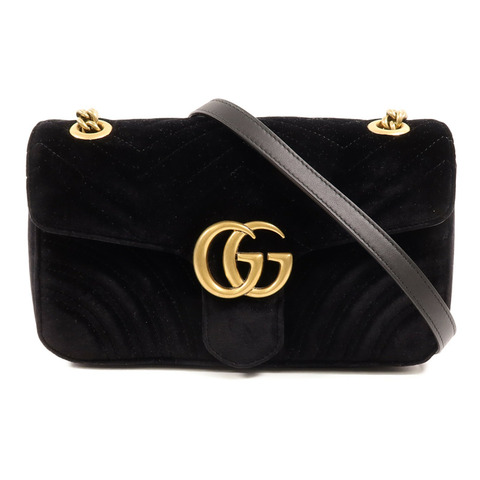 GUCCI 天鵝絨GG Marmont Shoulder Bag鏈帶肩背袋