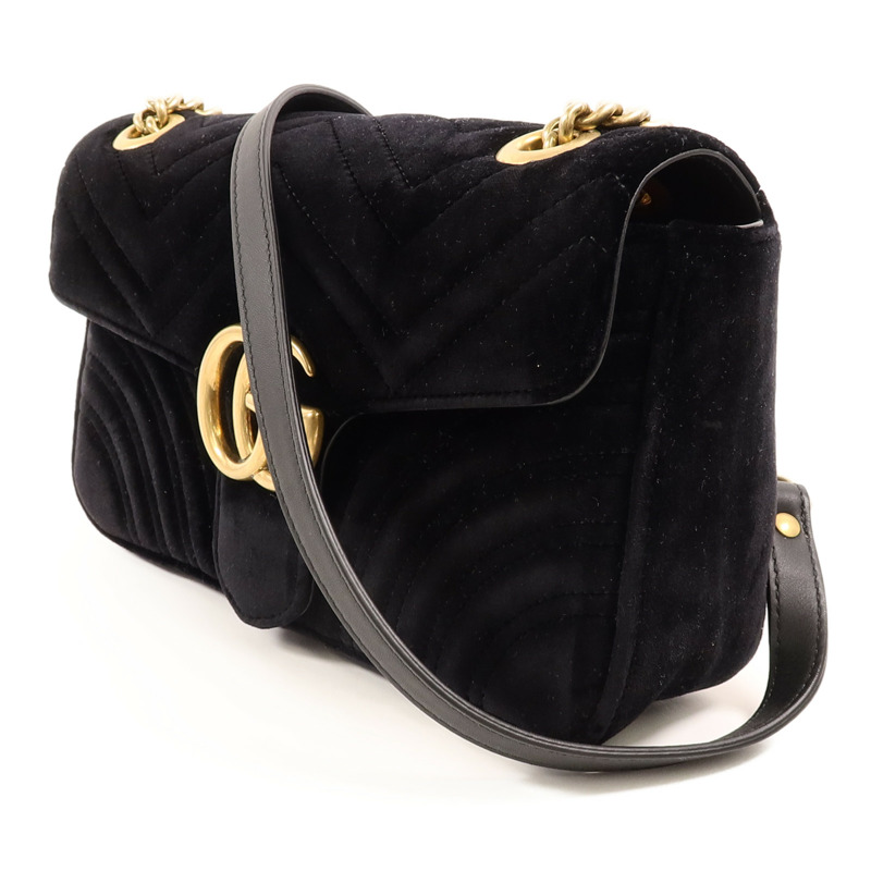 GUCCI 天鵝絨GG Marmont Shoulder Bag鏈帶肩背袋-2