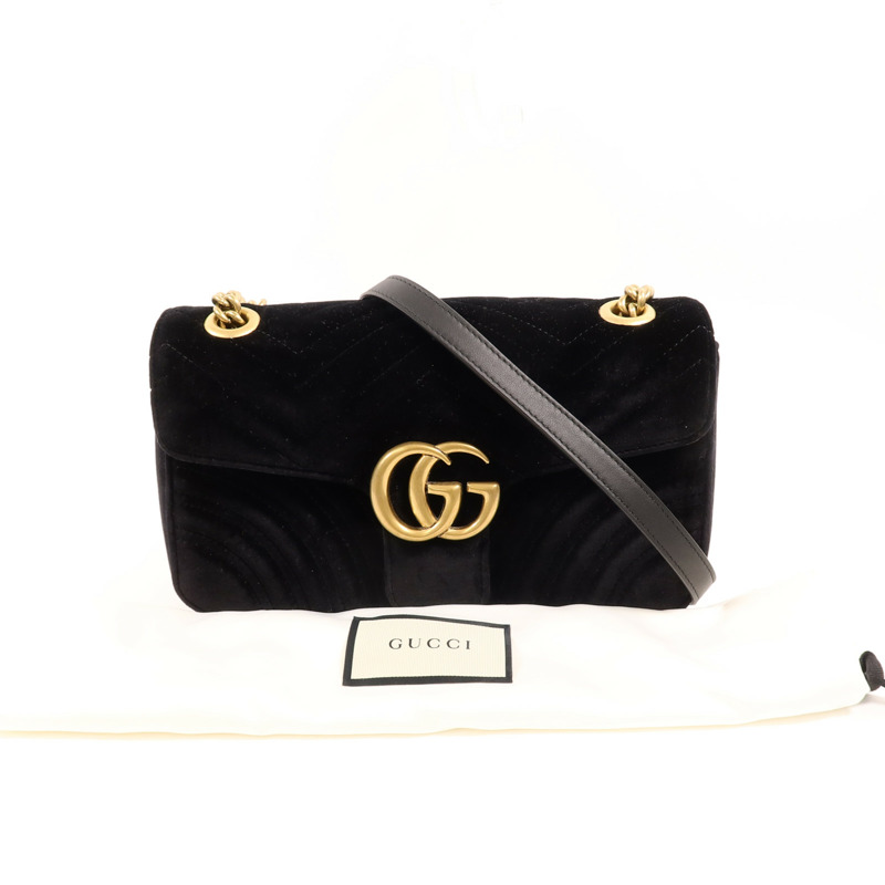 GUCCI 天鵝絨GG Marmont Shoulder Bag鏈帶肩背袋-9