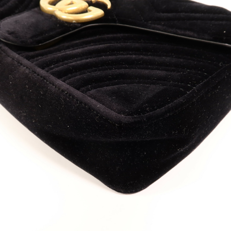 GUCCI 天鵝絨GG Marmont Shoulder Bag鏈帶肩背袋-10