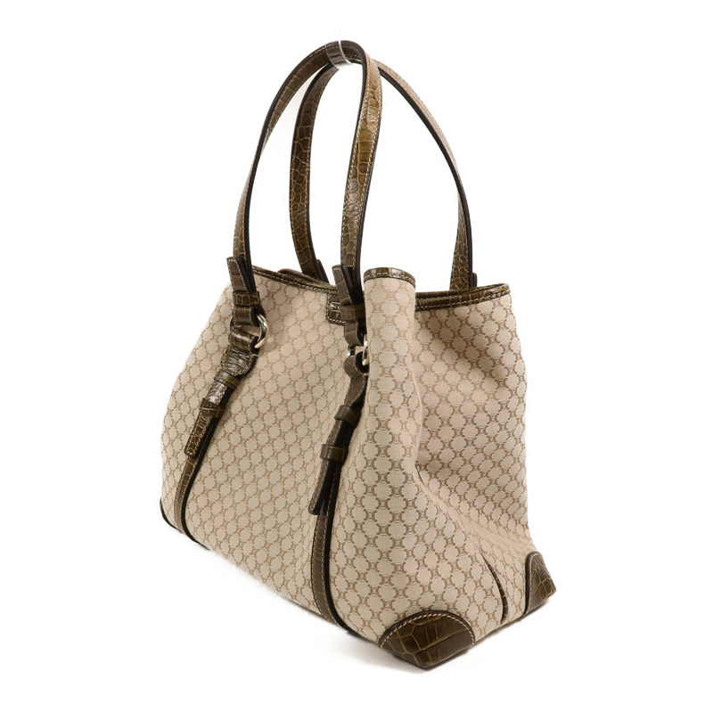 CELINE 帆布/牛皮皮革Vintage Macadam Tote肩背袋-2