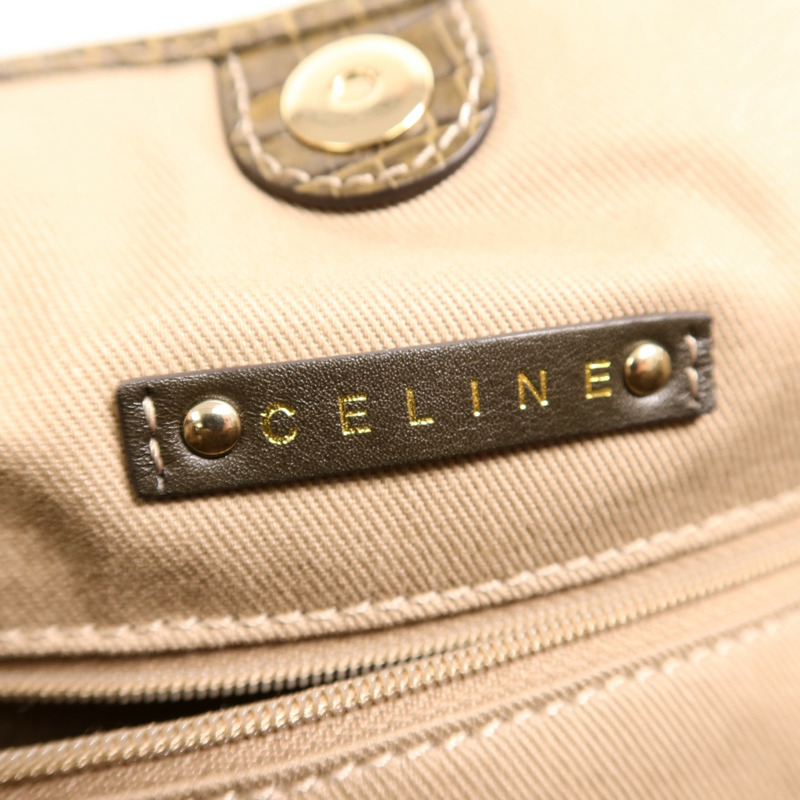 CELINE 帆布/牛皮皮革Vintage Macadam Tote肩背袋-5