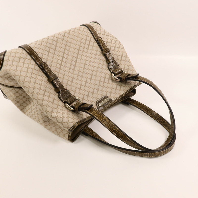 CELINE 帆布/牛皮皮革Vintage Macadam Tote肩背袋-7