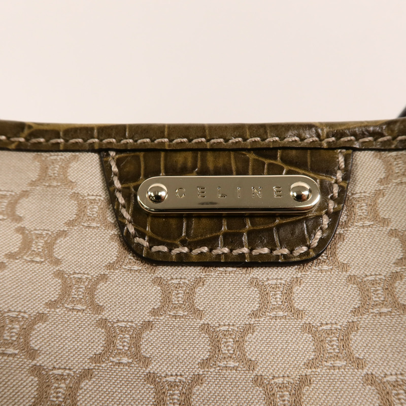 CELINE 帆布/牛皮皮革Vintage Macadam Tote肩背袋-8