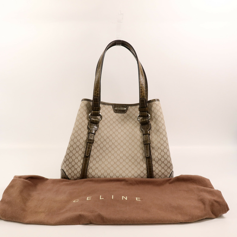 CELINE 帆布/牛皮皮革Vintage Macadam Tote肩背袋-9