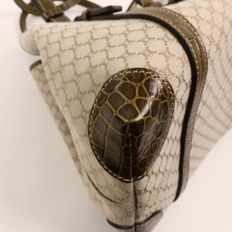 CELINE 帆布/牛皮皮革Vintage Macadam Tote肩背袋-10