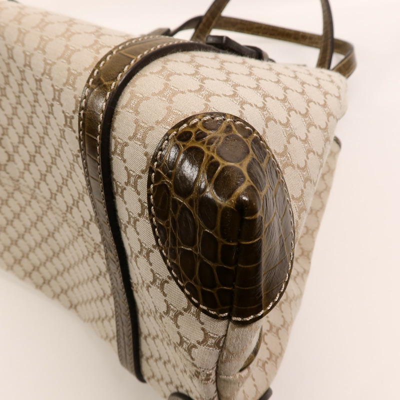CELINE 帆布/牛皮皮革Vintage Macadam Tote肩背袋-12