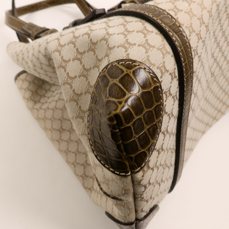 CELINE 帆布/牛皮皮革Vintage Macadam Tote肩背袋-13