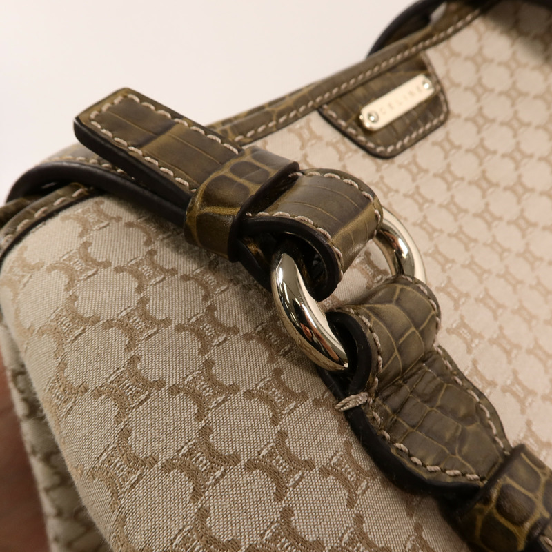 CELINE 帆布/牛皮皮革Vintage Macadam Tote肩背袋-14