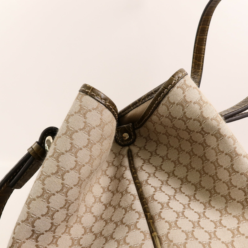 CELINE 帆布/牛皮皮革Vintage Macadam Tote肩背袋-15