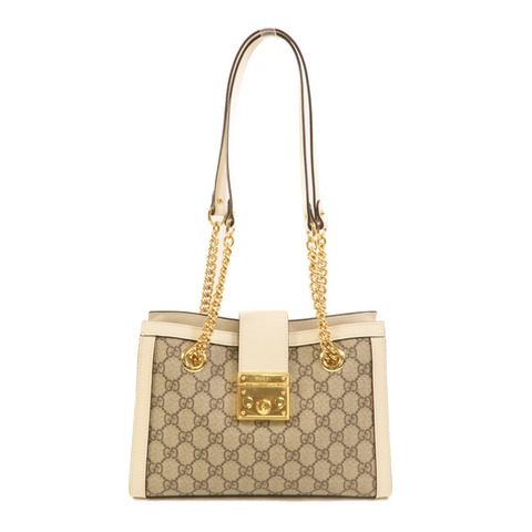 GUCCI 塗層帆布Padlock鏈帶肩背袋