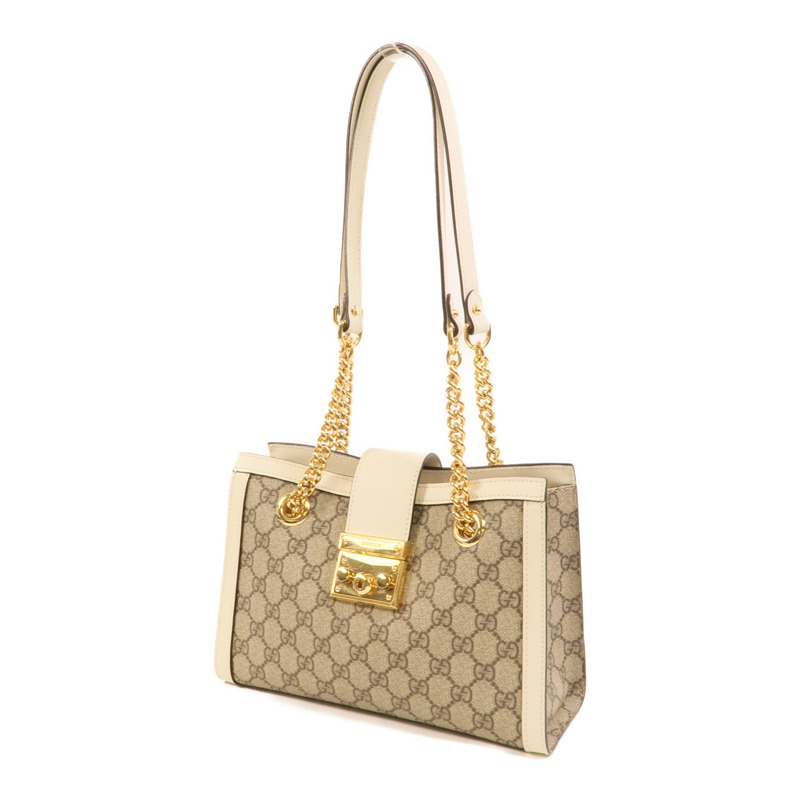 GUCCI 塗層帆布Padlock鏈帶肩背袋-2