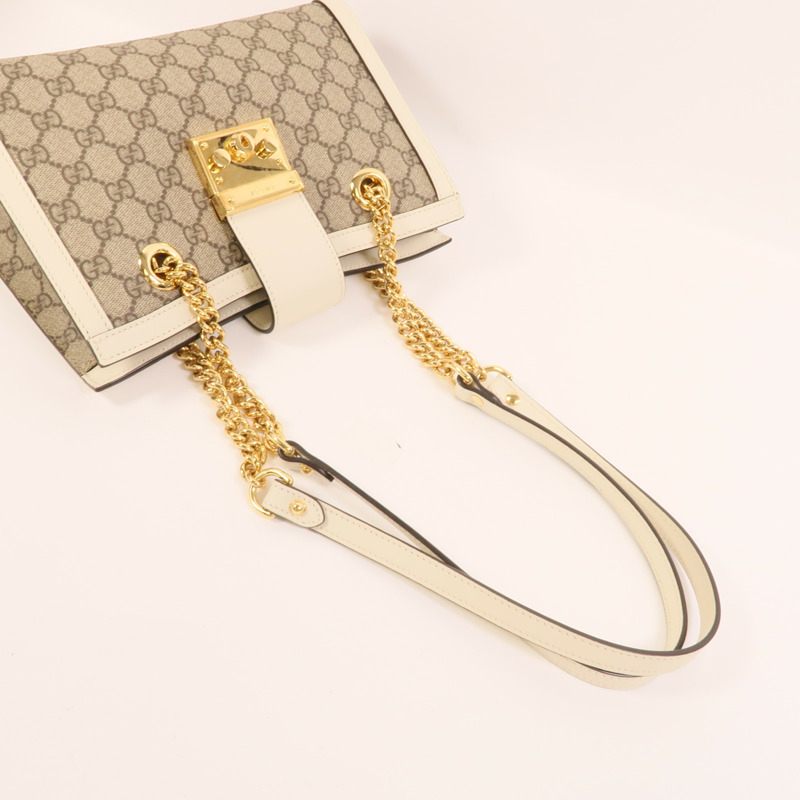 GUCCI 塗層帆布Padlock鏈帶肩背袋-4