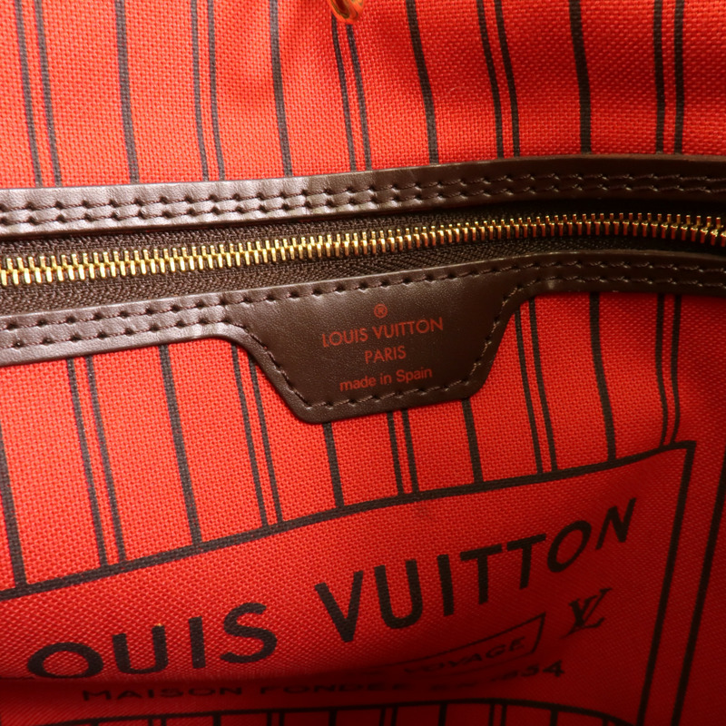 LOUIS VUITTON Damier Neverfull MM金扣手挽袋/肩背袋-7