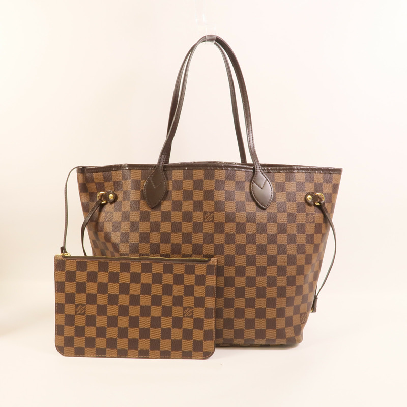 LOUIS VUITTON Damier Neverfull MM金扣手挽袋/肩背袋-9