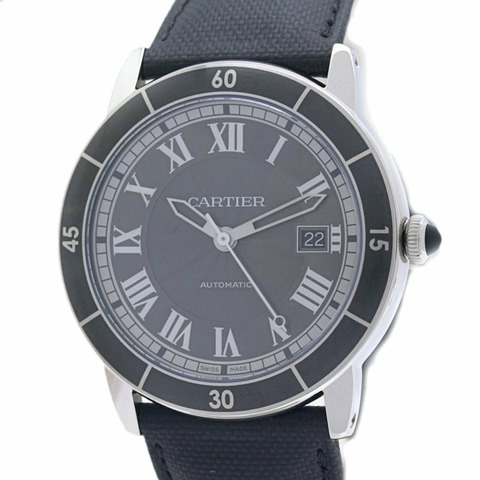 卡地亞 Cartier Ronde Croisière de Date WSRN0003 男士腕錶 不鏽鋼 x 牛皮錶帶 40385