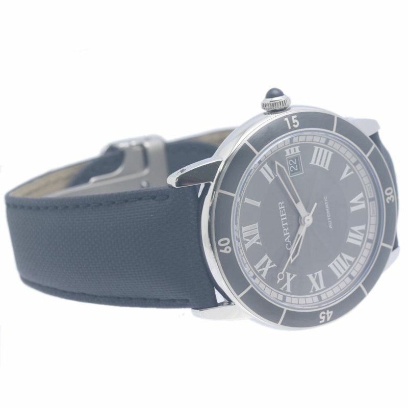 卡地亞 Cartier Ronde Croisière de Date WSRN0003 男士腕錶 不鏽鋼 x 牛皮錶帶 40385-5
