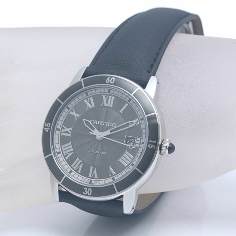 卡地亞 Cartier Ronde Croisière de Date WSRN0003 男士腕錶 不鏽鋼 x 牛皮錶帶 40385-6