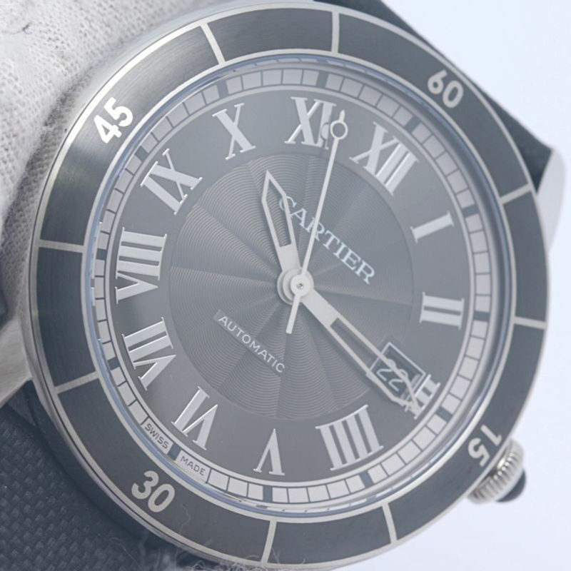 卡地亞 Cartier Ronde Croisière de Date WSRN0003 男士腕錶 不鏽鋼 x 牛皮錶帶 40385-9