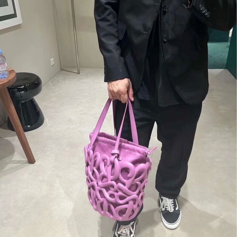 Loewe罗意威 薰衣草紫镂空老花Basket 橡胶菜篮子托特包-7