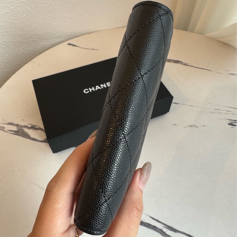 chanel黑菱格金大雙C護照夾 超級美🎀-18
