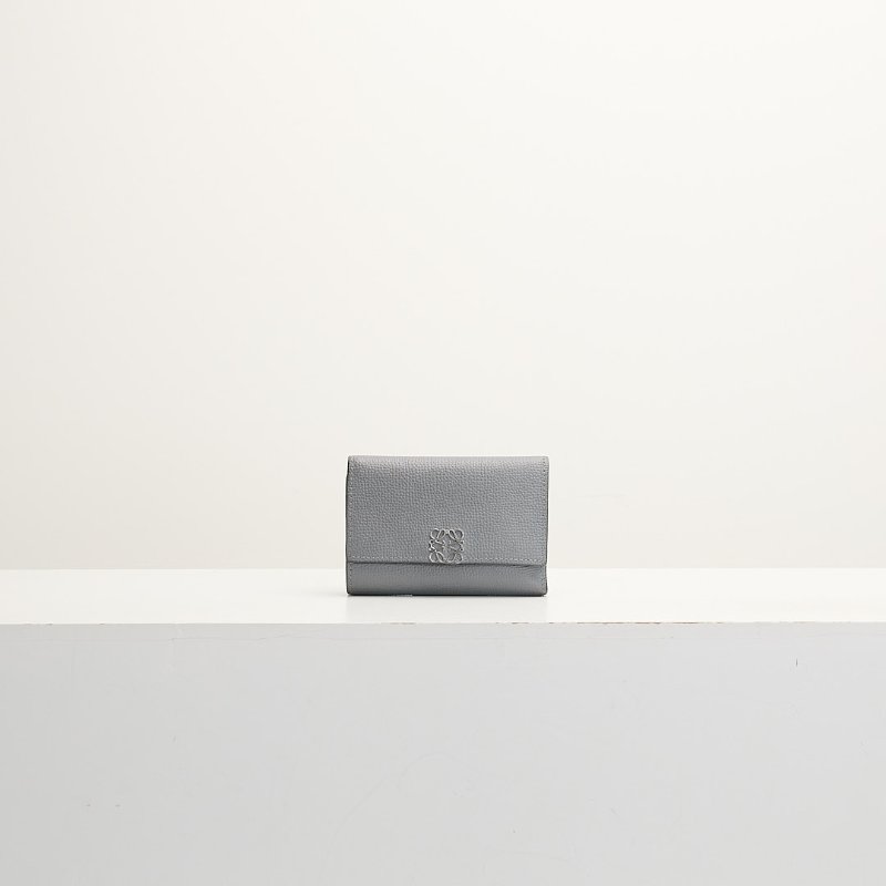 二手Loewe Anagram 短夾/瀝青灰-0