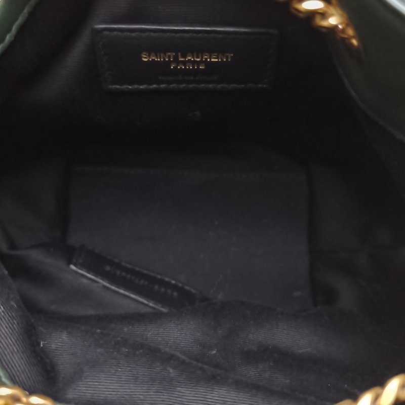 SAINT LAURENT 綠色羊皮金扣JOE水桶mini單肩包斜挎包-5