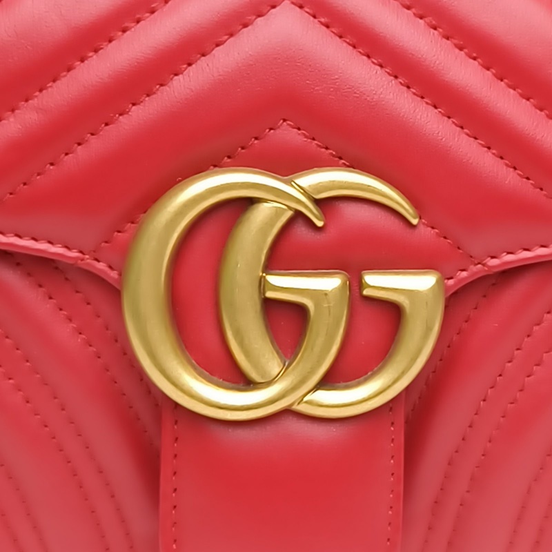 GUCCI GGMarmont肩背包小號紅色牛皮金扣-4
